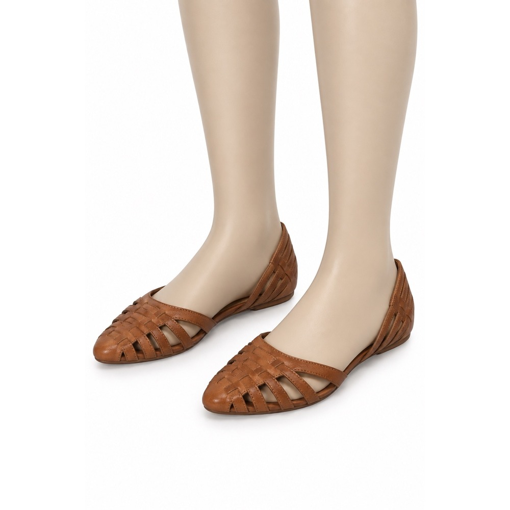 DV Dolce Vita Huarache D'Orsay Flats Women 7 Brown Woven Caged Pointed Toe Shoes